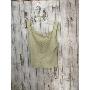 Weekday Yitty Beige Colored Ribbed Button Tank Size Large for Women